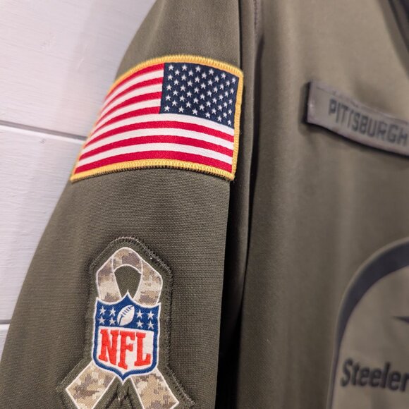 Pittsburgh Steelers Nike Salute to Service Therma Hoodie with American Flag Med. - Picture 2 of 12